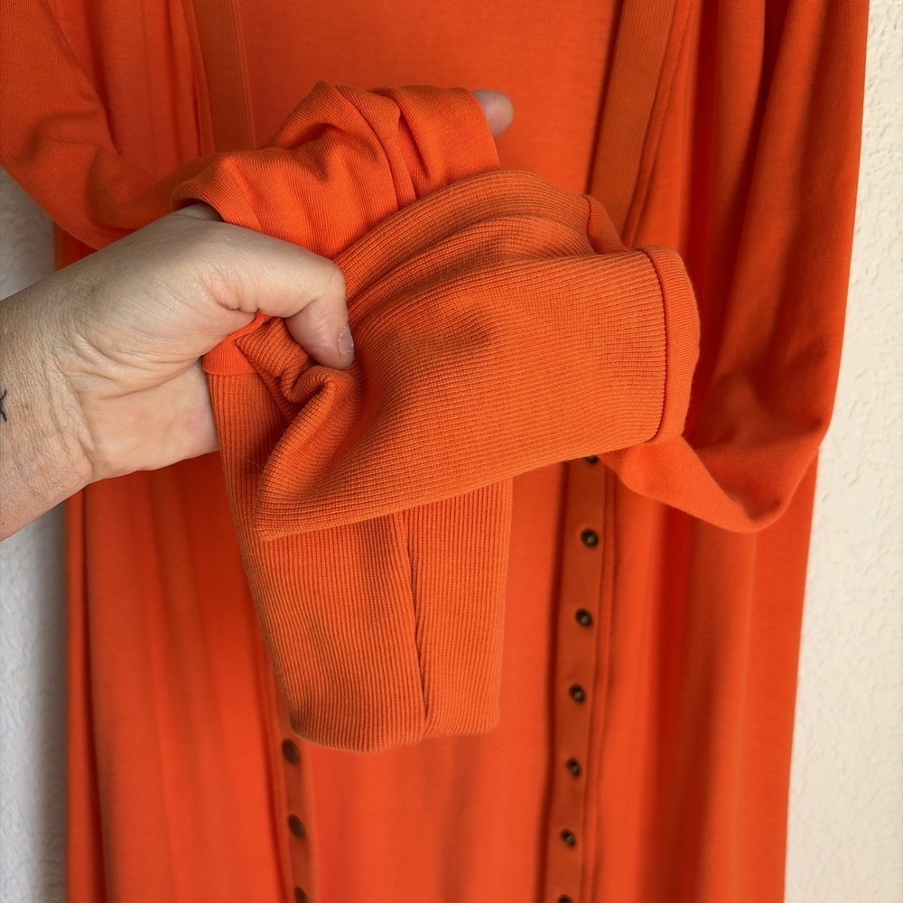 Brand New With Tag Retro Long Cheerful Orange Cardigan Size M Metal Snaps - Picture 4 of 7